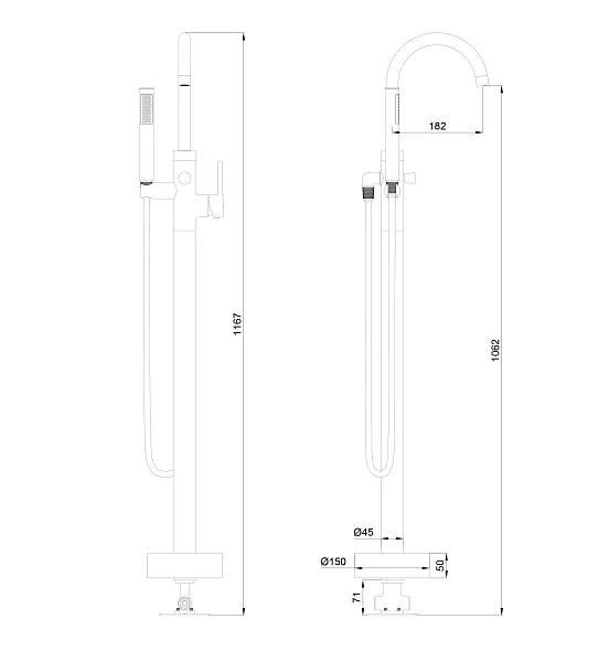 Смеситель для ванны с душем Wonzon & Woghand STICK WW-88649017-MB фото 1