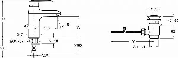 Комплект смесителей Jacob Delafon Kumin E98827-CP/E99460-CP/E99898RU-CP 3 в 1 с донным клапаном фото 5