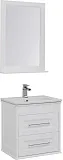 Мебель для ванной Aquanet Бостон М 60 подвесная или напольная белая матовая с раковиной из литьевого фото 1