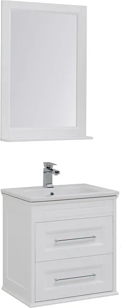 Мебель для ванной Aquanet Бостон М 60 подвесная или напольная белая матовая с раковиной из литьевого фото 1