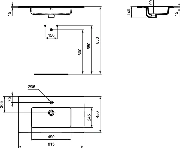 Раковина Ideal Standard Tempo 82 см E066901 фото 4