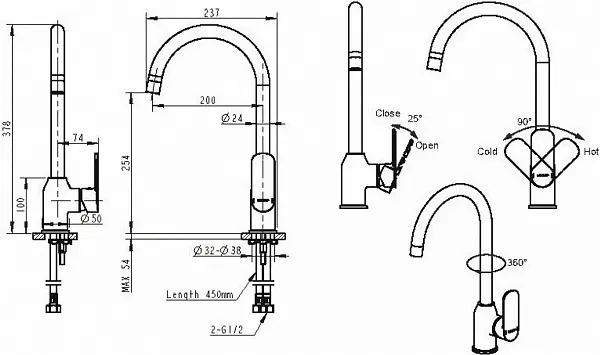 Смеситель Bravat Louise F7191183CP-RUS для кухонной мойки фото 2