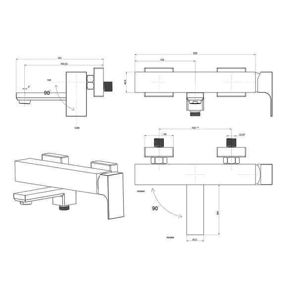 Смеситель для ванны с душем PAINI Grazia 21CR111 фото 13