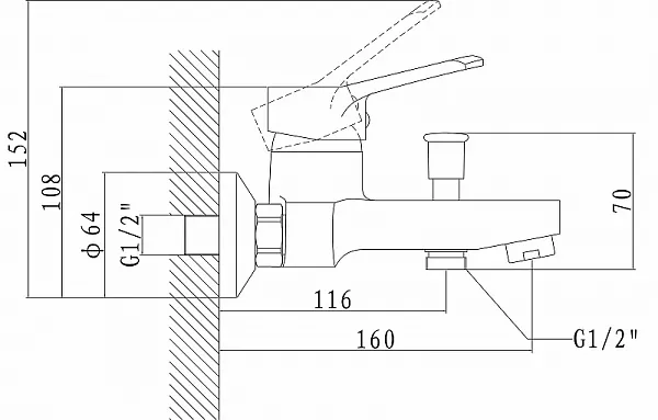 Смеситель Boch Mann CK-Z18B3 7304 для ванны с душем фото 2