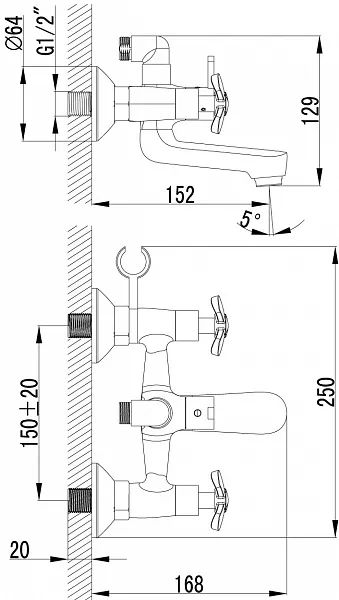 Смеситель Lemark Partner LM6542C для ванны с душем фото 3