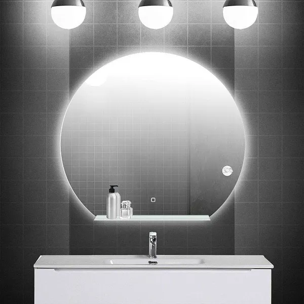 Зеркало BelBagno 100x100 SPC-RNG-1000-LED-TCH-MENS с подсветкой с полочкой фото 7