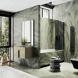 Шторка для ванны MaybahGlass 70x140 MGV-81-6ш профиль черный стекло графит фото 1