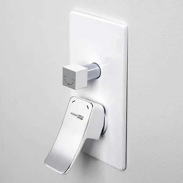 Смеситель WasserKRAFT Aller WHITE 10641W для ванны с душем с внутренней частью фото 2