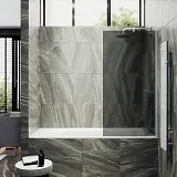 Шторка для ванны MaybahGlass 80x140 MGV-88-1ш профиль белый стекло графит фото 1