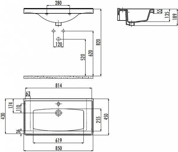 Раковина Creavit Tefen 85 см TF185-00CB00E-0000 фото 4