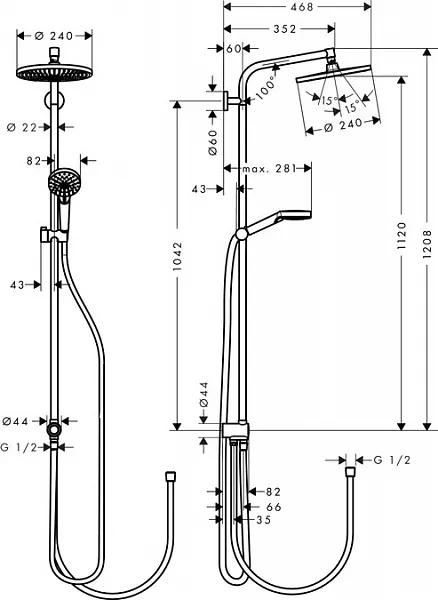 Душевая стойка Hansgrohe Croma Select S 27270000 фото 2