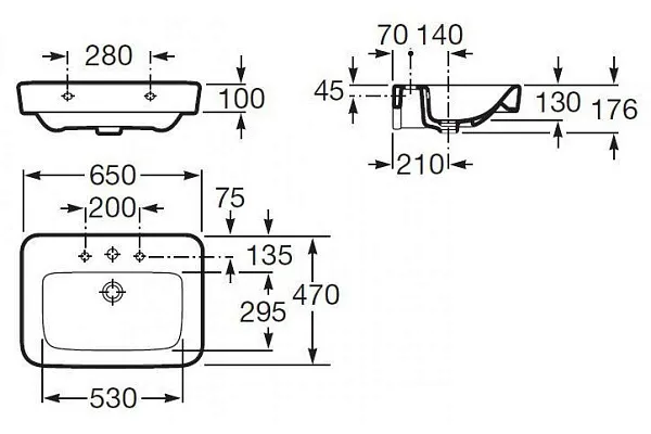 Раковина Roca Dama Senso Square 65 см 32751A000 фото 3
