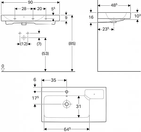 Раковина Geberit iCon 90 см 124190000 фото 9