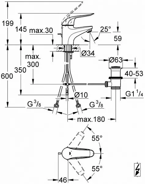 Смеситель Grohe Euroeco Special 32764000 для раковины с донным клапаном фото 2