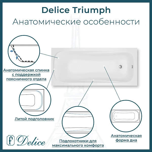 Ванна из искусственного камня Delice Triumph DLR330010-G фото 2
