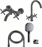 Комплект смесителей Orange Mia M34-381gr 3 в 1 фото 1