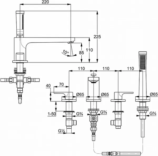 Смеситель Kludi Zenta SL 484240565 для ванны с душем фото 2