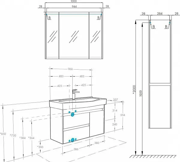 Мебель для ванной Акватон Нортон 100 фото 12