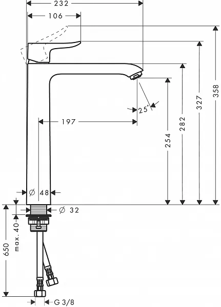 Смеситель Hansgrohe Metris 31184000 для раковины-чаши фото 6