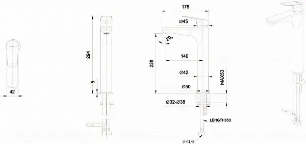 Смеситель Bravat Rhein F1429564CP-A-ENG для раковины-чаши фото 2