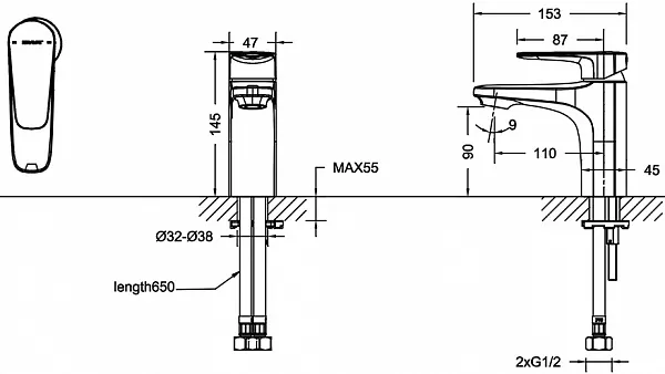 Смеситель Bravat Source Black F1173218BW-ENG для раковины фото 2