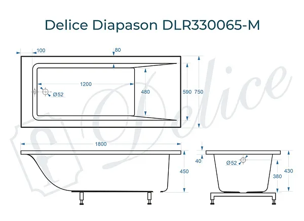 Ванна из искусственного камня Delice Diapason DLR330065-M фото 1