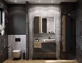 Шкаф-пенал Акватон Терра 35x85 см серый / тёмное дерево 1A247503TEKA0 правый фото 5