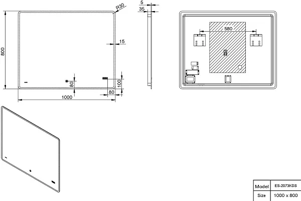 Зеркало Esbano 100x80 ESMI2073KDS с подсветкой фото 3