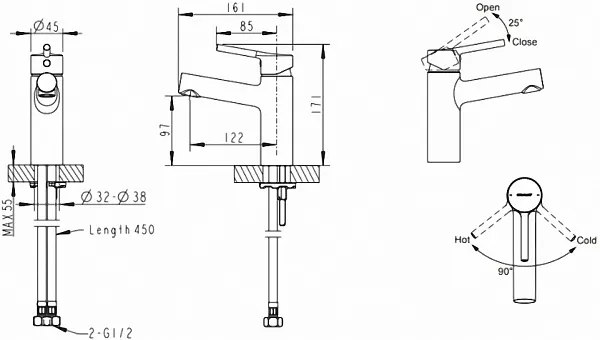 Смеситель Bravat Palace Black F1172217BM-RUS для раковины фото 2