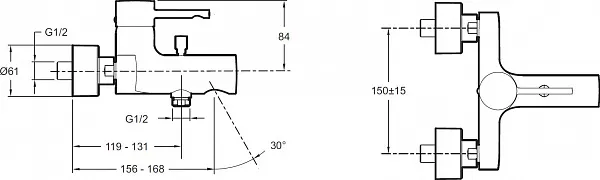 Смеситель Jacob Delafon Cuff E45532-CP для ванны с душем фото 2