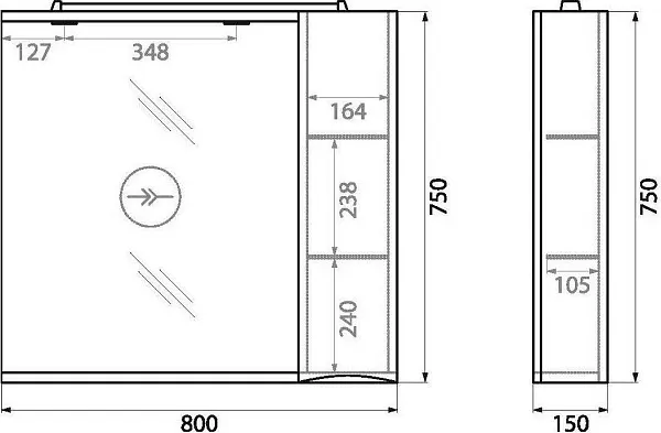 Зеркало-шкаф BelBagno Marino 80x75 MARINO-SPC-800/750-1A-BL-P-R правое с подсветкой фото 14