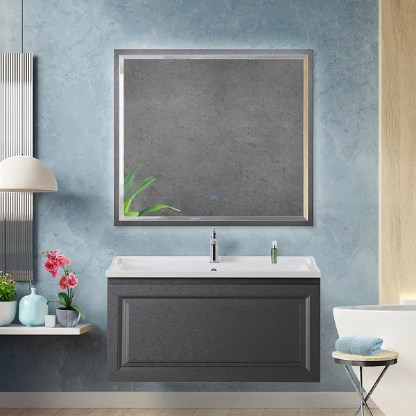 Зеркало Cezares Interni 100x90 CZR-SPC-INT-1000-900-LED-TCH-WARM-TIT с подсветкой Титан фото 7