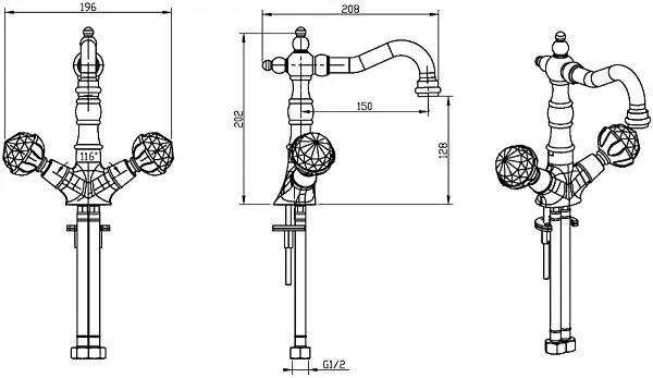Смеситель Boheme Imperiale Presente 332 для раковины фото 2