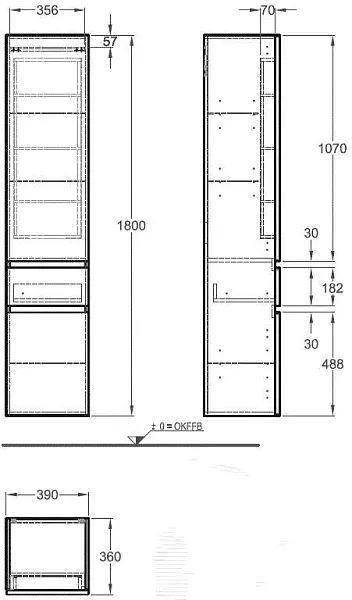 Шкаф-пенал Geberit Renova Plan 39x180 869003000 фото 5