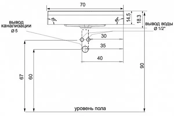 Раковина Velvex Lambo 70 см rkLAM.70-81 фото 6