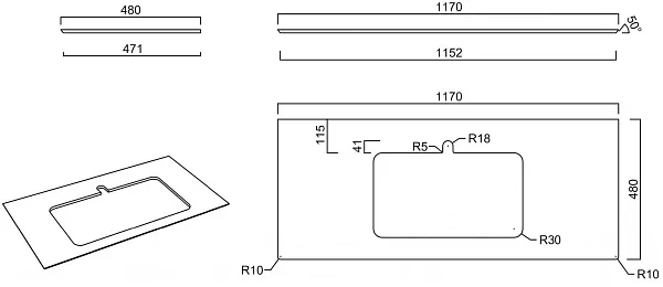 Столешница Kerama Marazzi Plaza Next 117 см PL2.DD571300R\120 фото 2