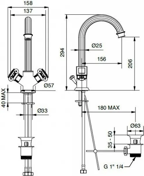 Смеситель Cezares Olimp OLIMP-LS2-01-M для раковины с донным клапаном фото 3