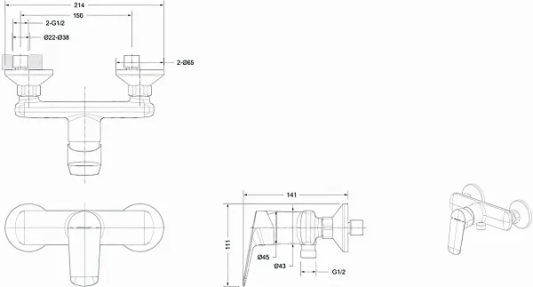 Смеситель Bravat Rhein F9429564BW-01-ENG для душа фото 2