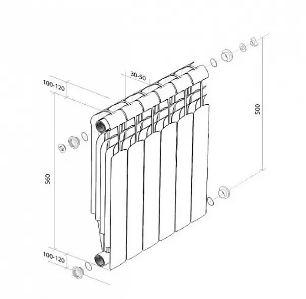 Радиатор Royal Thermo Vittoria 12 секций RTVS50012 фото 2