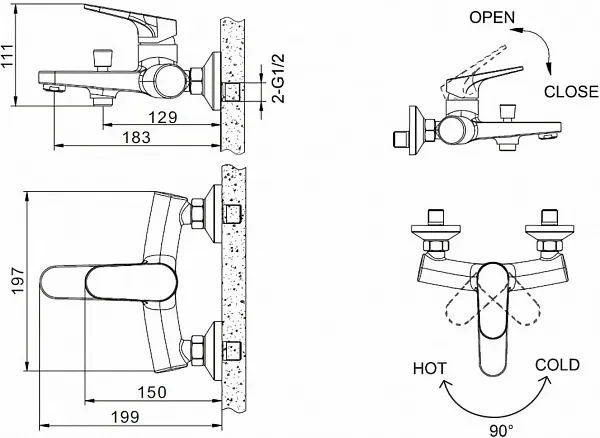 Смеситель Bravat Eler F6191238CP-01-RUS для ванны с душем фото 2