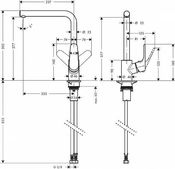 Смеситель Hansgrohe Focus M41 31817670 для кухонной мойки фото 2