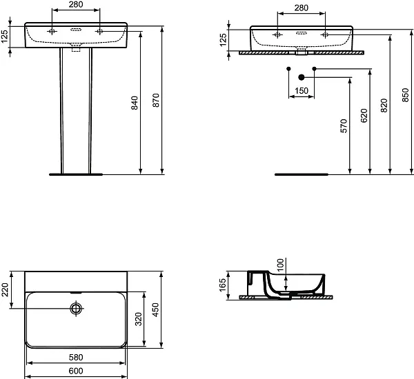 Раковина Ideal Standard Conca 60 см T382201 фото 6