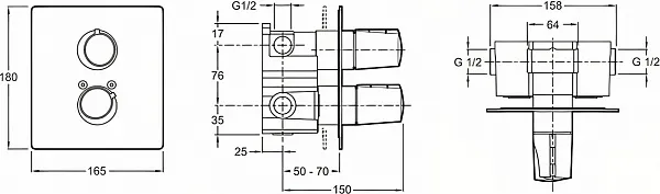 Термостат Jacob Delafon Symbol E71688-CP для ванны с душем с внутренней частью фото 2