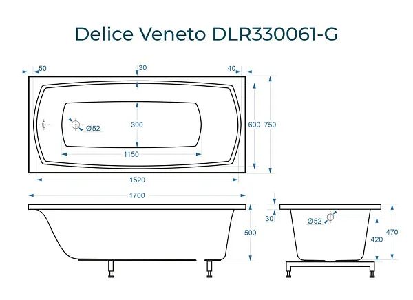 Ванна из искусственного камня Delice Veneto DLR330061-G фото 2