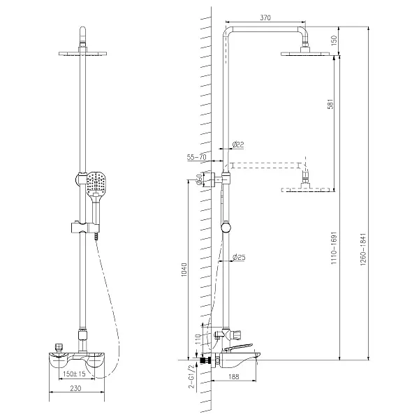 Душевая стойка Lemark Bellario  LM6862C со смесителем фото 2