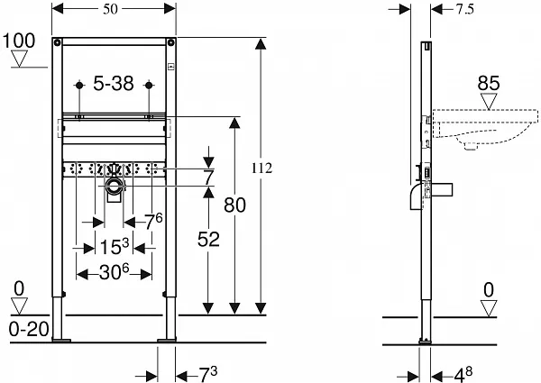 Инсталляция для раковины Geberit Duofix 111.430.00.1 фото 2