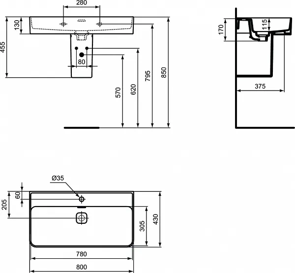 Раковина Ideal Standard Strada II 80 см T300101 фото 4
