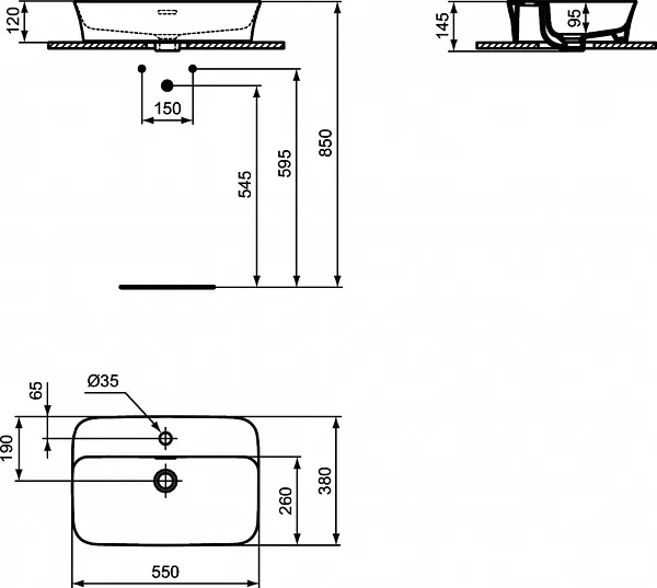 Раковина Ideal Standard Ipalyss 55 см E2077V3 фото 3