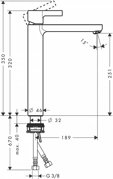 Смеситель Hansgrohe Metris S Highriser 31023000 для раковины-чаши фото 2