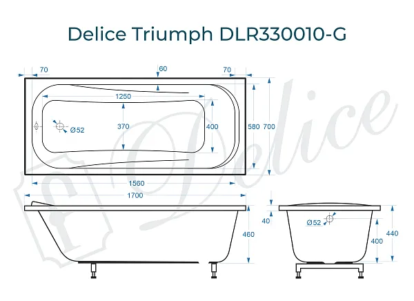 Ванна из искусственного камня Delice Triumph DLR330010-G фото 1
